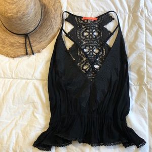 Lulumari cropped peplum lace top